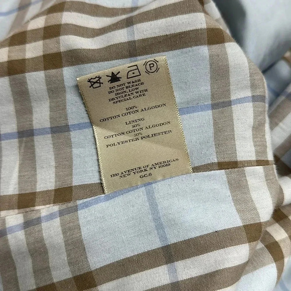 Burberry Trench Coat Jacket Button Down Nova Check Plaid Light Blue Size 8 R - Picture 15 of 16